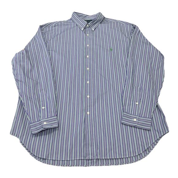 Vtg Ralph Lauren Button Down Shirt Mens 3XLT Tall Purple Striped Classic Fit - Picture 4 of 10